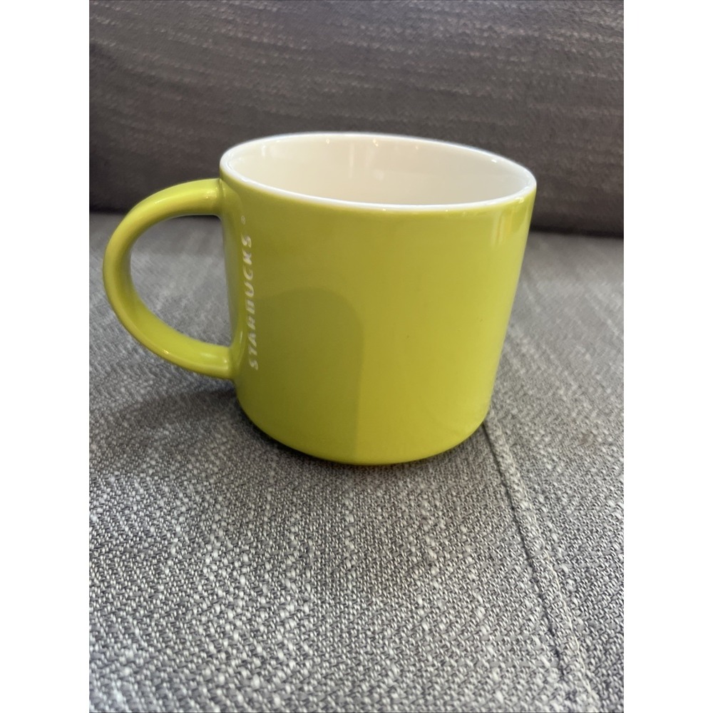 Starbucks Lime Green Etched Coffee Mug Stackable Chartreuse 14 oz. New